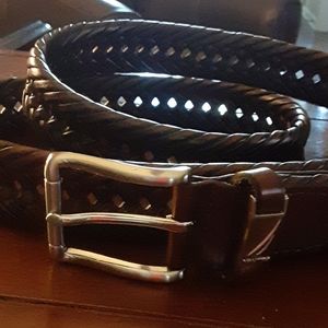 Nautica brown woven bonded leather belt 42/105 Like new condition